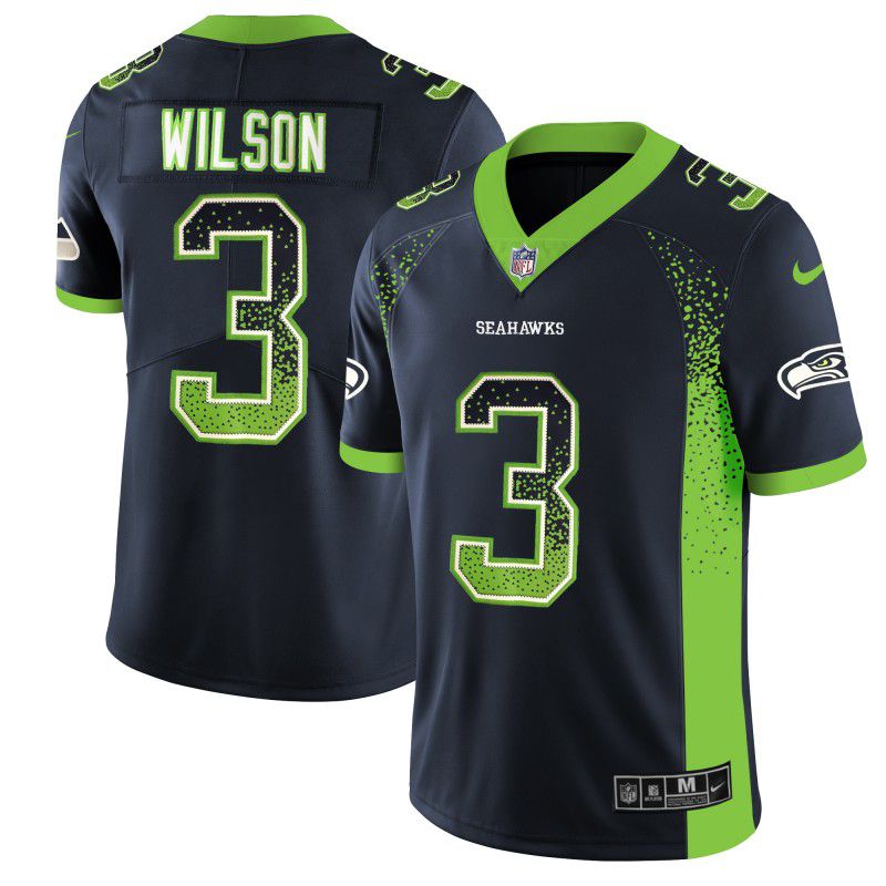 Men Seattle Seahawks #3 Wilson Blue Drift Fashion Color Rush Limited NFL Jerseys->houston texans->NFL Jersey